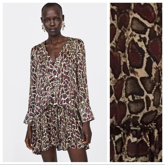zara animal print mini dress